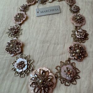 Marchesa Blush and Gold Floral Necklace
